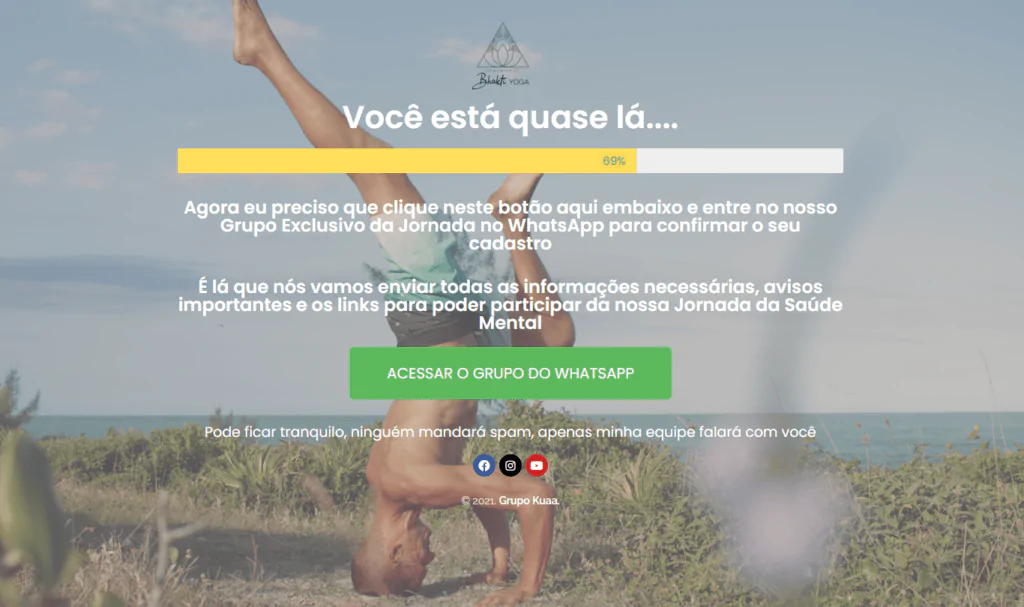 Site case de uma página de pós cadastro